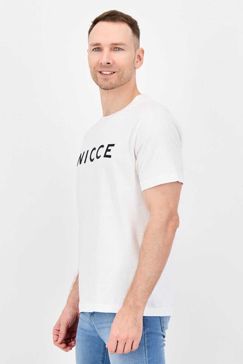 Nicce تي شيرت رجالي بأكمام قصيرة وياقة دائرية بشعار العلامة التجارية، أبيض - Image 4